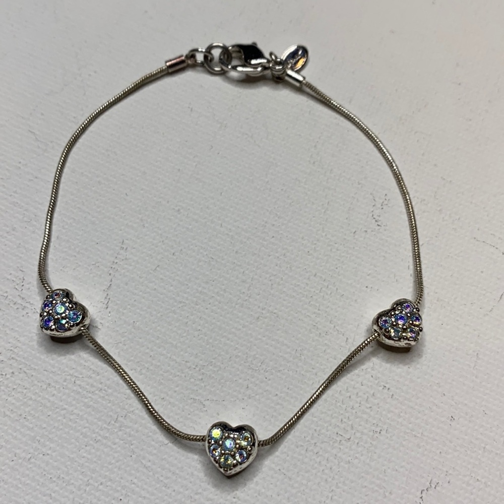 Signed Monet triple heart rhinestone bracelet